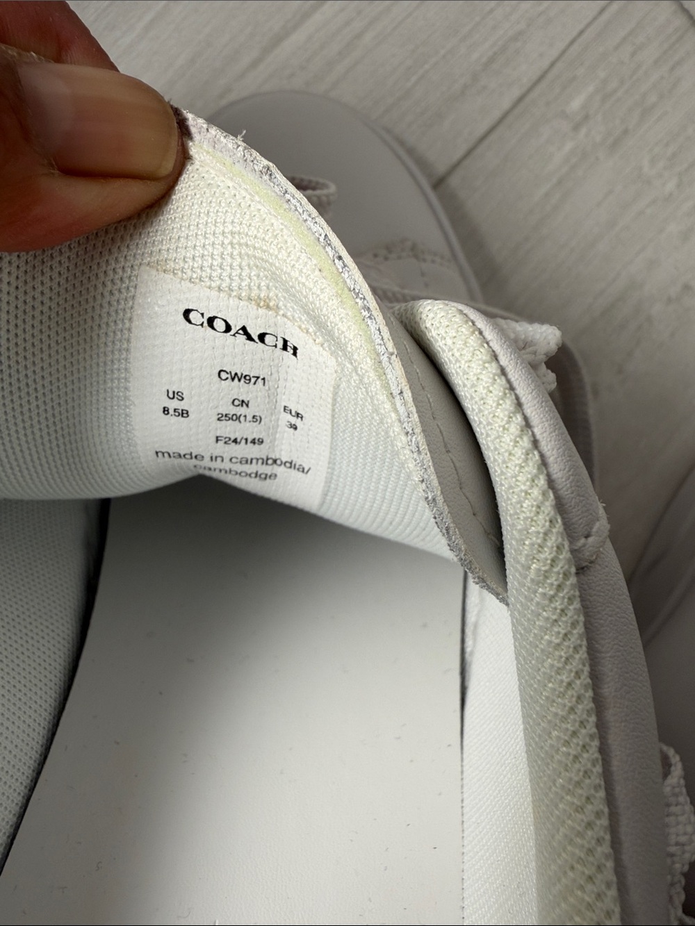 Coach White Leather Lace-Up Sneakers with Gold Accent - Picture 9 of 14